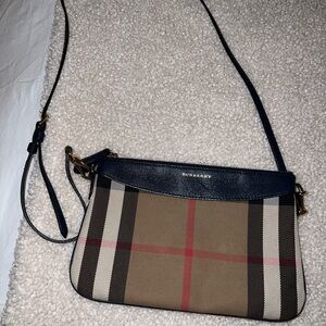 Burberry Classic Tan and Black Plaid Crossbody Bag